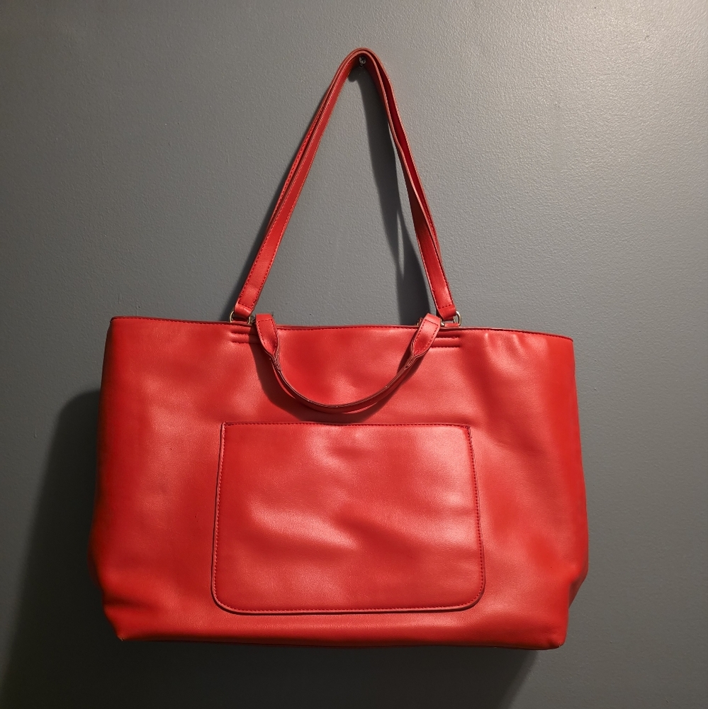 Elegant Red Leather Tote Bag